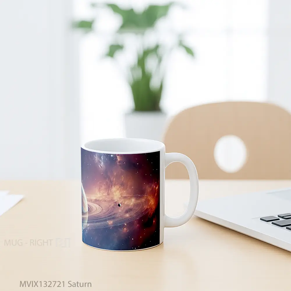 Mug Saturn Gelas Keramik Unik - All-side / Desain