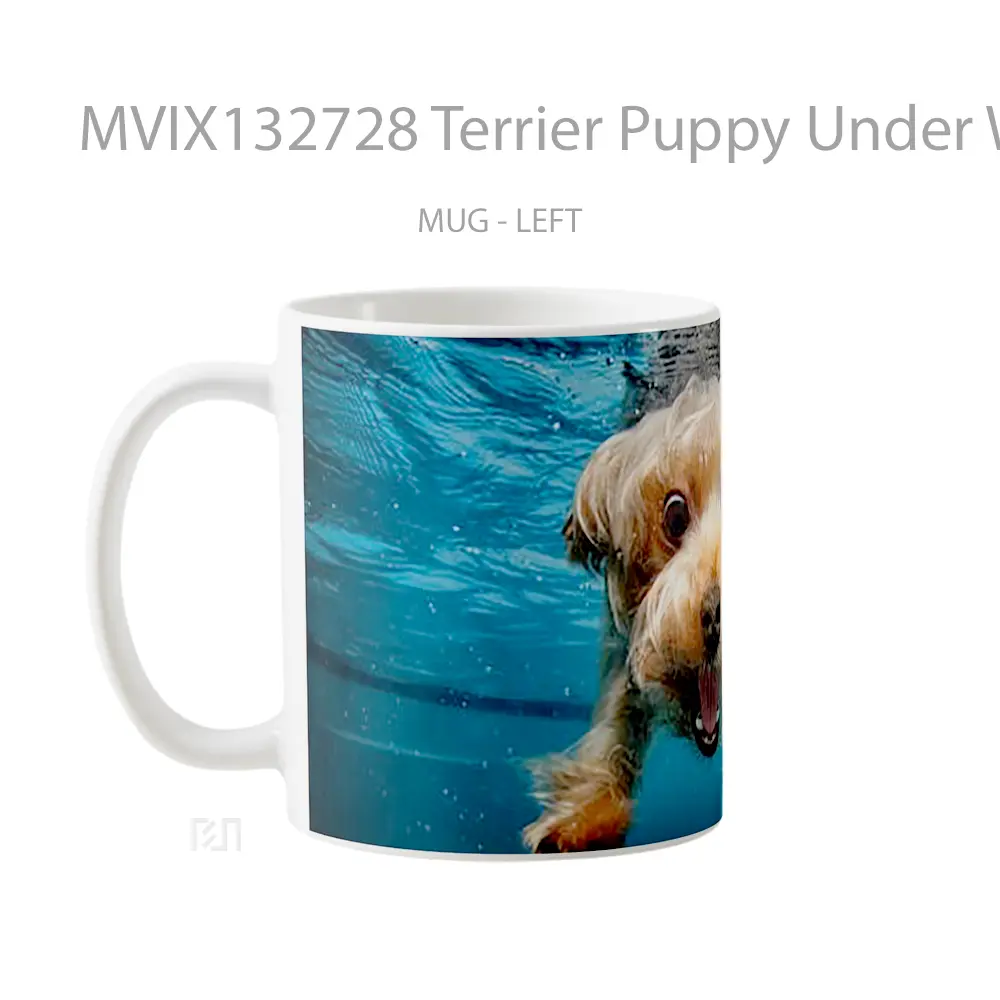 Mug Terrier Puppy Under Water Gelas Hewan Lucu - All-side / Desain
