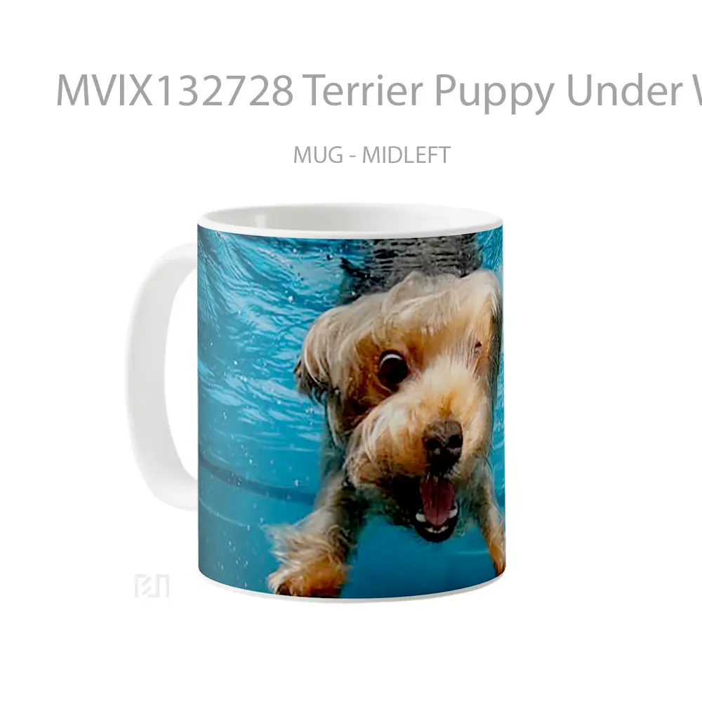 Mug Terrier Puppy Under Water Gelas Hewan Lucu - All-side / Desain