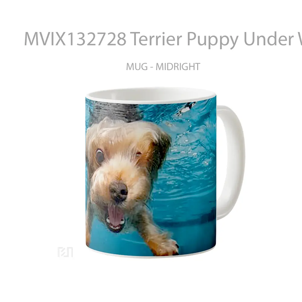 Mug Terrier Puppy Under Water Gelas Hewan Lucu - All-side / Desain