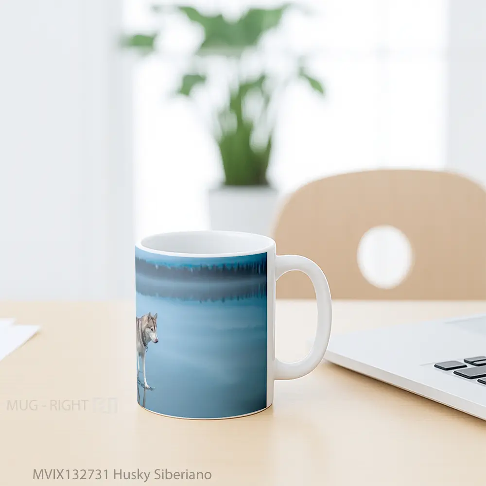 Mug Husky Siberiano Gelas Keramik Unik - All-side / Desain