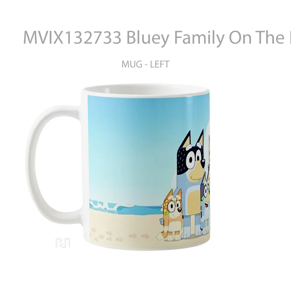 Mug Bluey Family On The Beach Gelas Pemandangan Alam - All-side / Desain