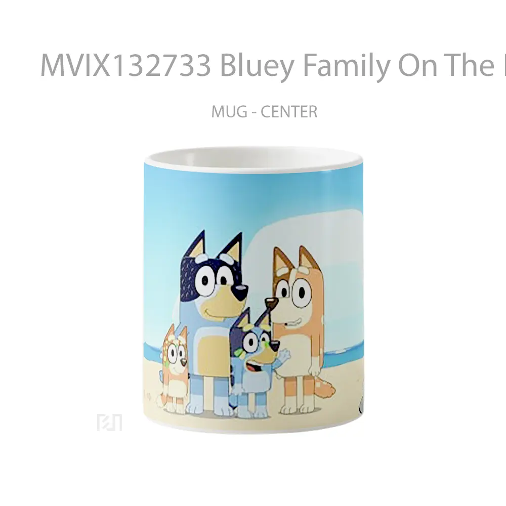 Mug Bluey Family On The Beach Gelas Pemandangan Alam