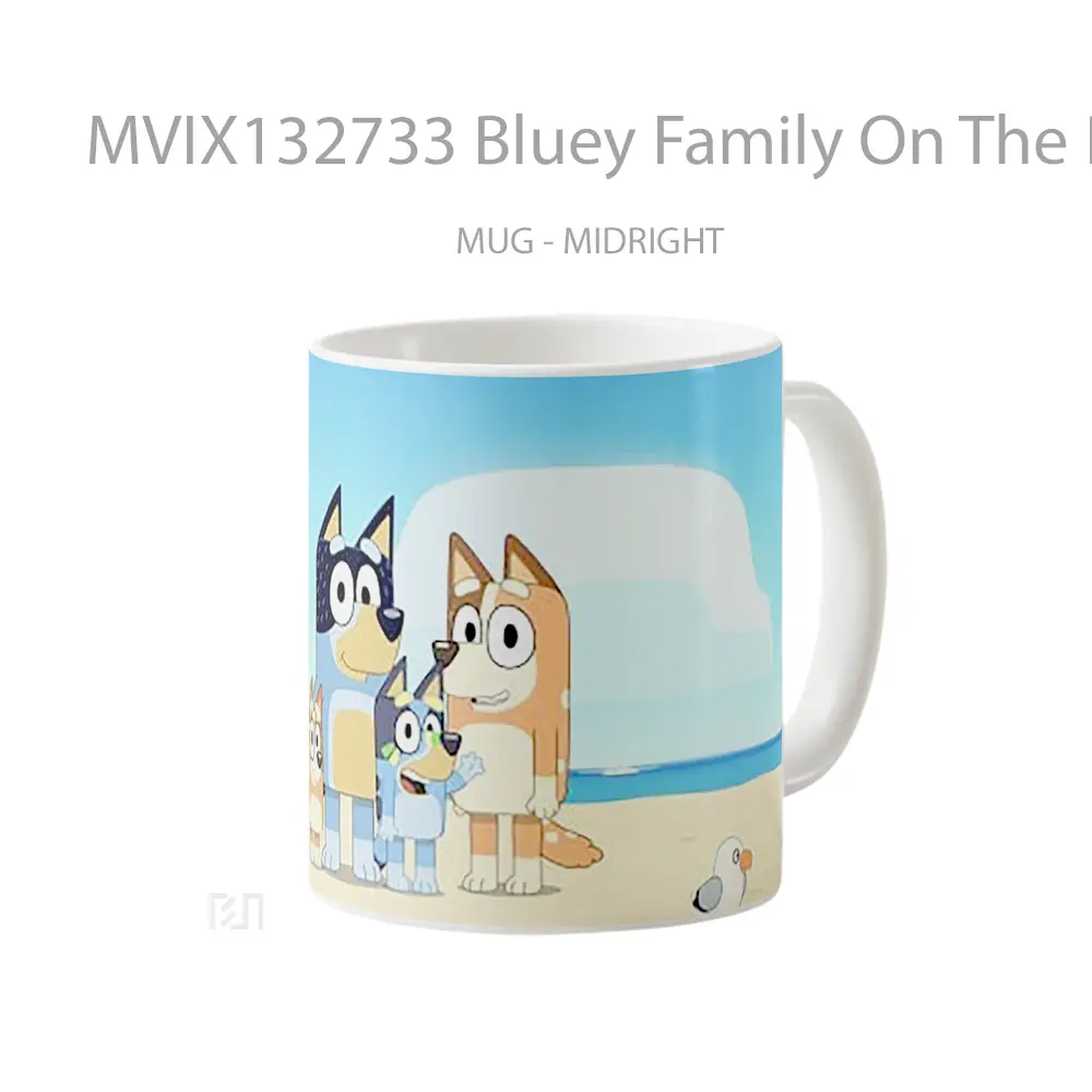 Mug Bluey Family On The Beach Gelas Pemandangan Alam - All-side / Desain