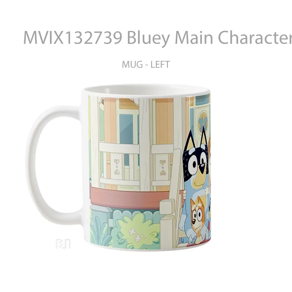 Mug Bluey Main Characters Gelas Keramik Unik - All-side / Desain