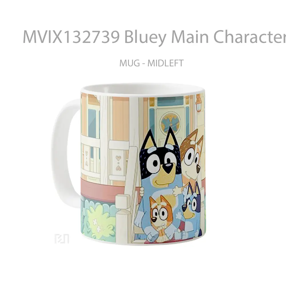 Mug Bluey Main Characters Gelas Keramik Unik - All-side / Desain