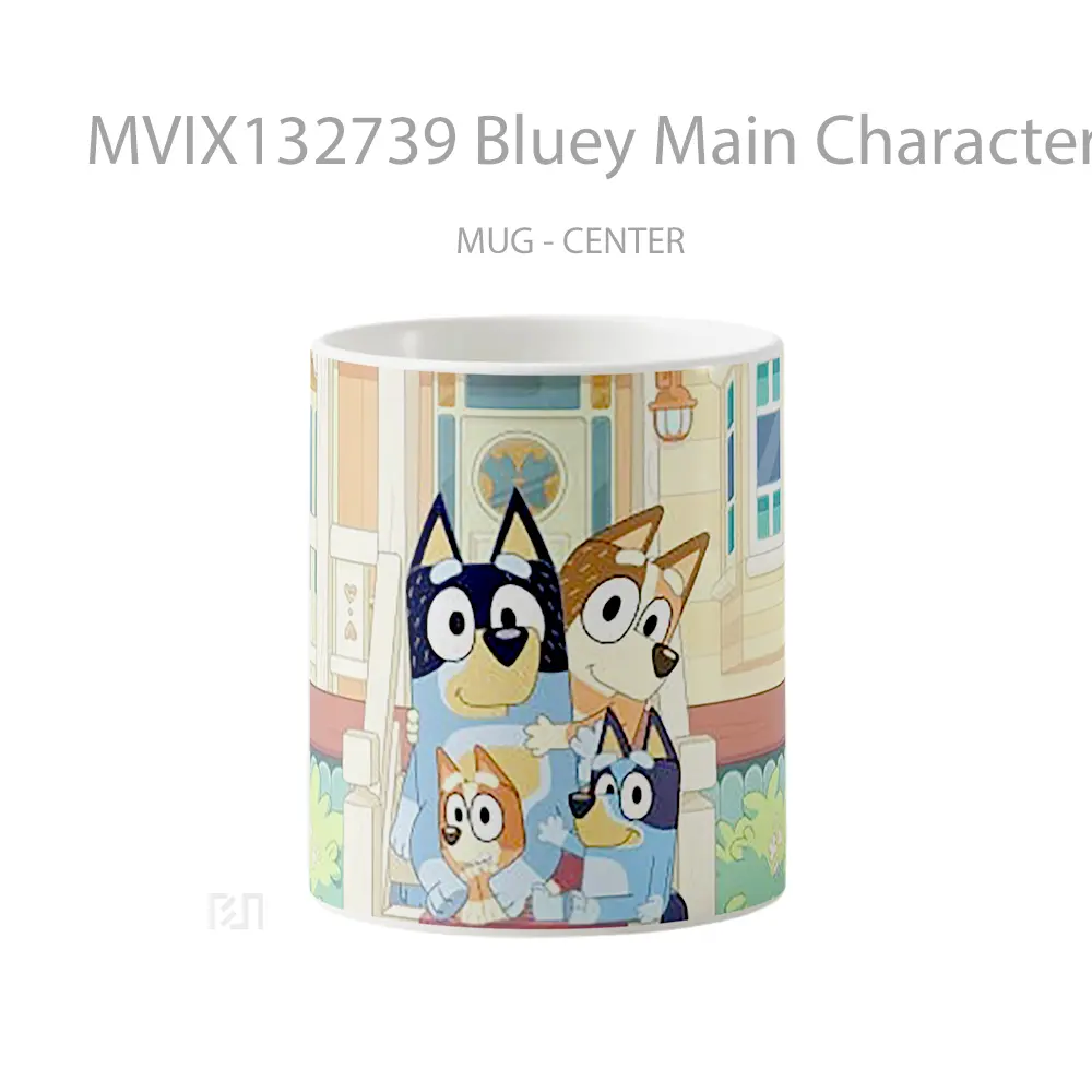 Mug Bluey Main Characters Gelas Keramik Unik