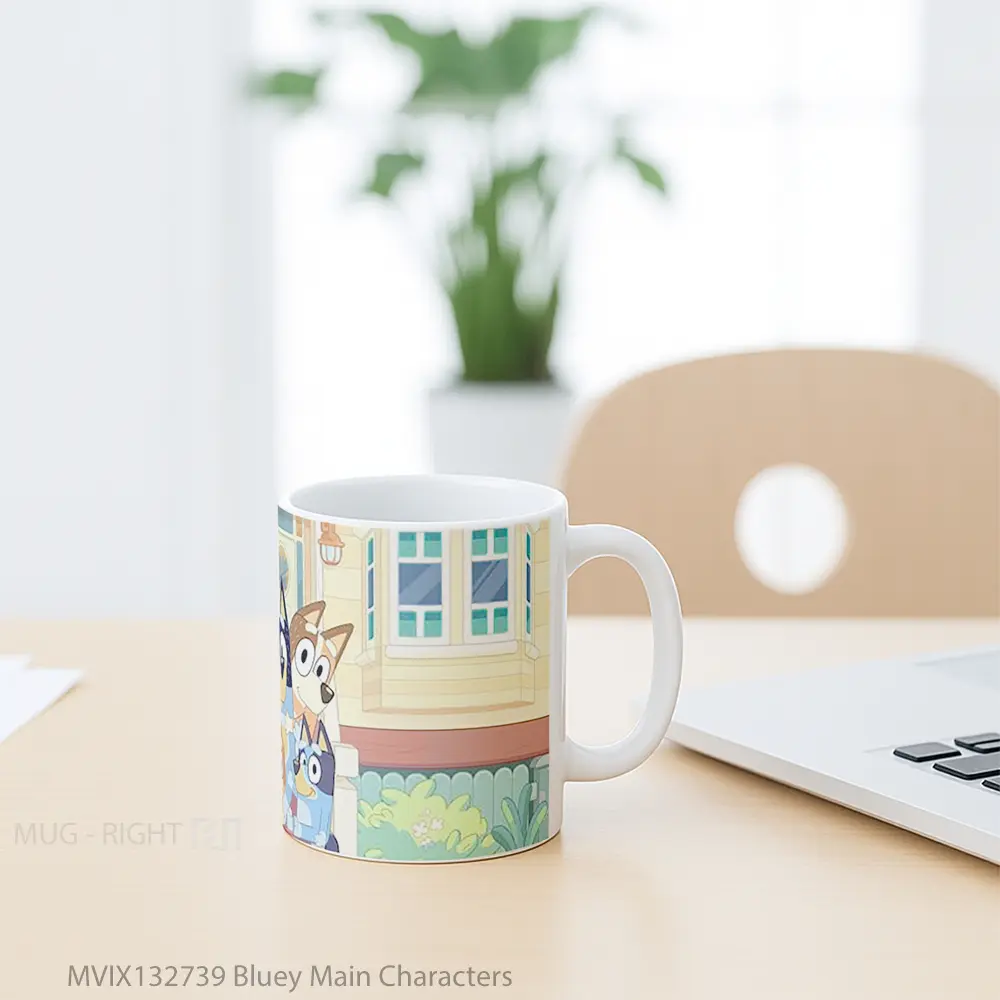 Mug Bluey Main Characters Gelas Keramik Unik - All-side / Desain