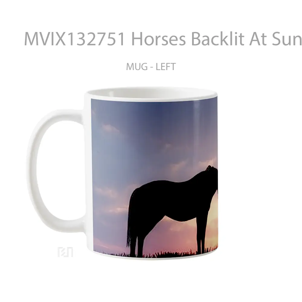 Mug Horses Backlit At Sunset Gelas Hewan Lucu - All-side / Desain