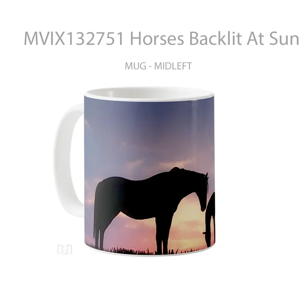 Mug Horses Backlit At Sunset Gelas Hewan Lucu - All-side / Desain
