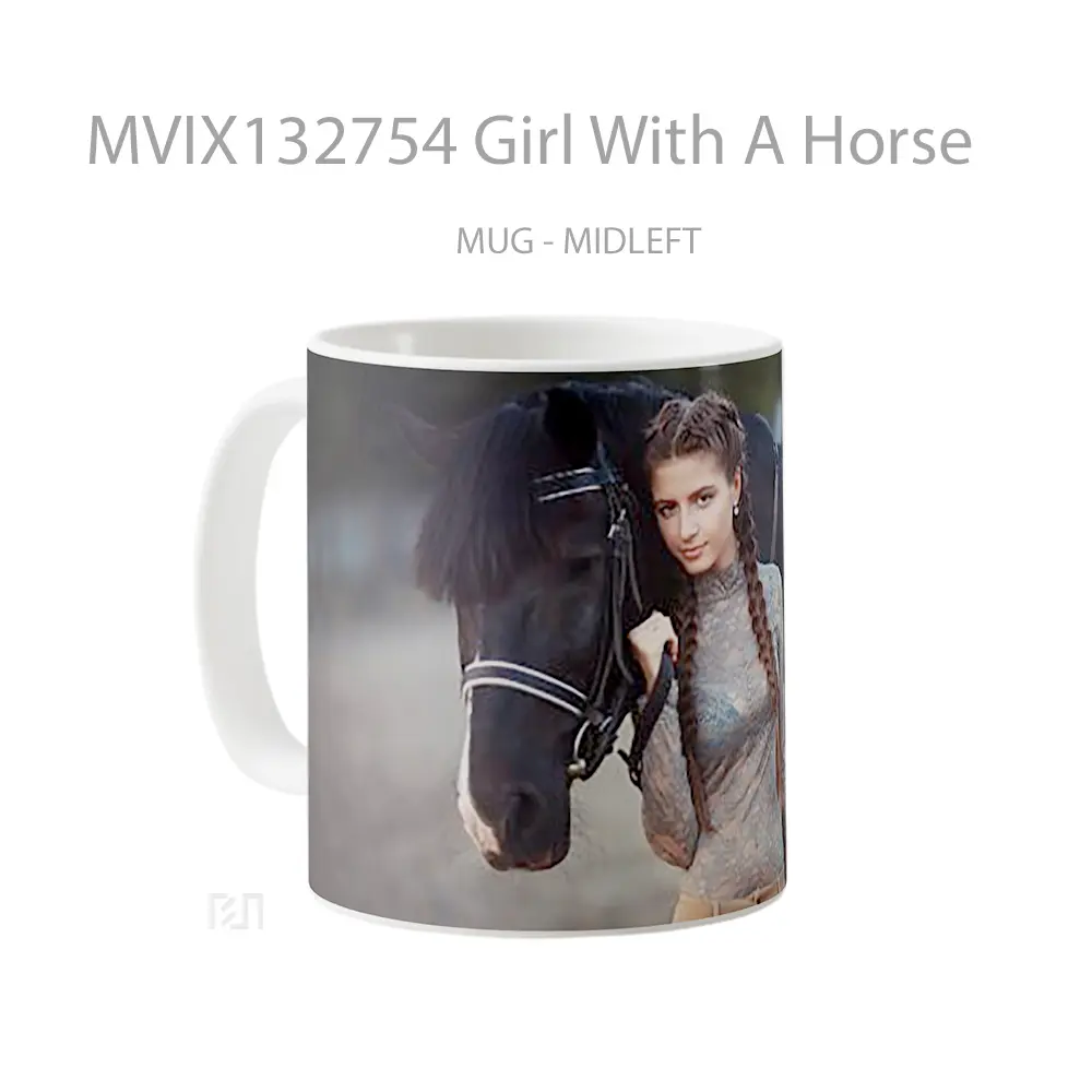 Mug Girl With A Horse Gelas Hewan Lucu - All-side / Desain