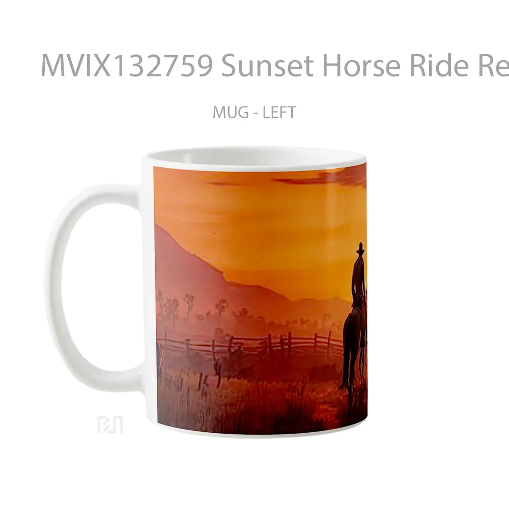 Mug Sunset Horse Ride Red Dead Redemption Gelas Hewan Lucu - All-side / Desain