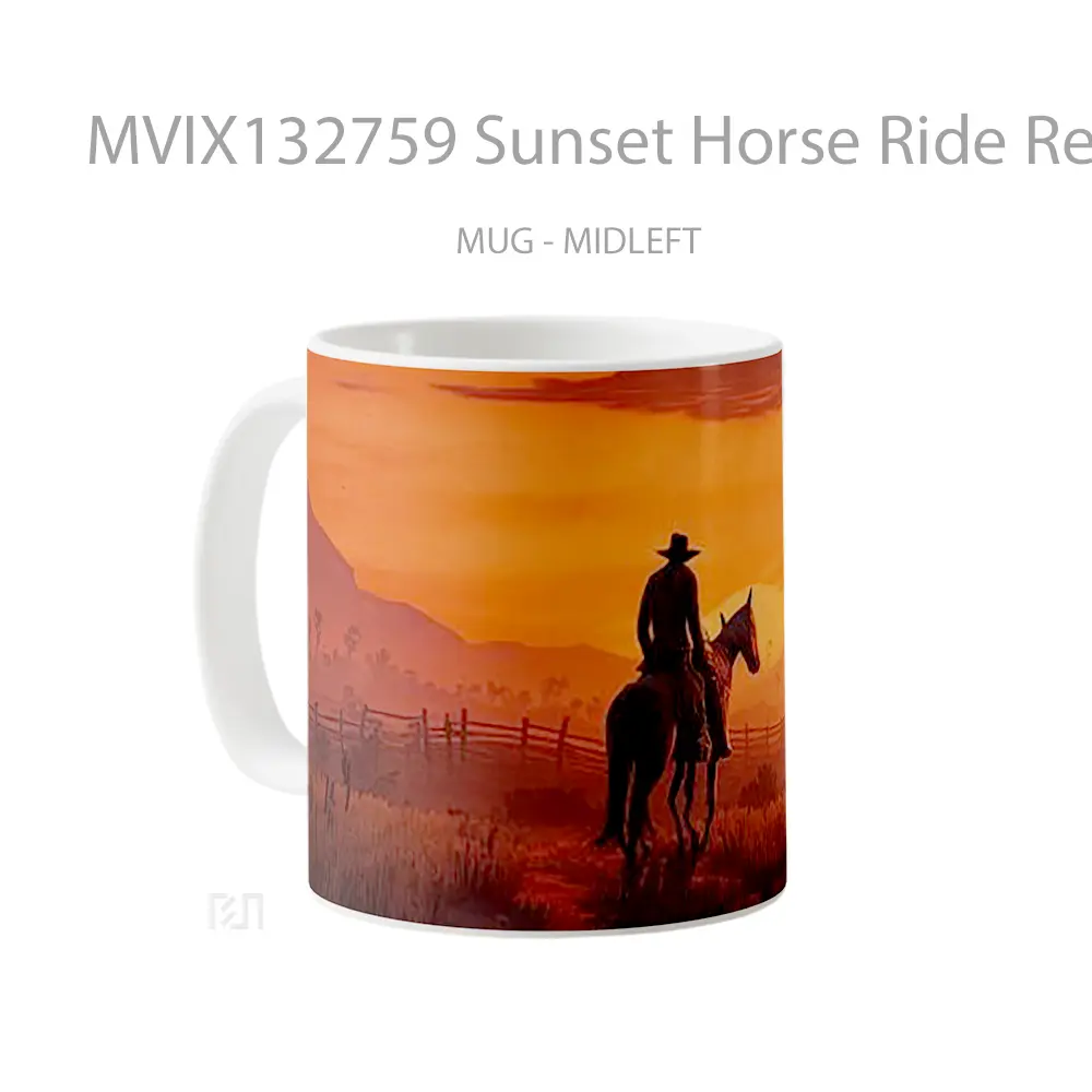 Mug Sunset Horse Ride Red Dead Redemption Gelas Hewan Lucu - All-side / Desain