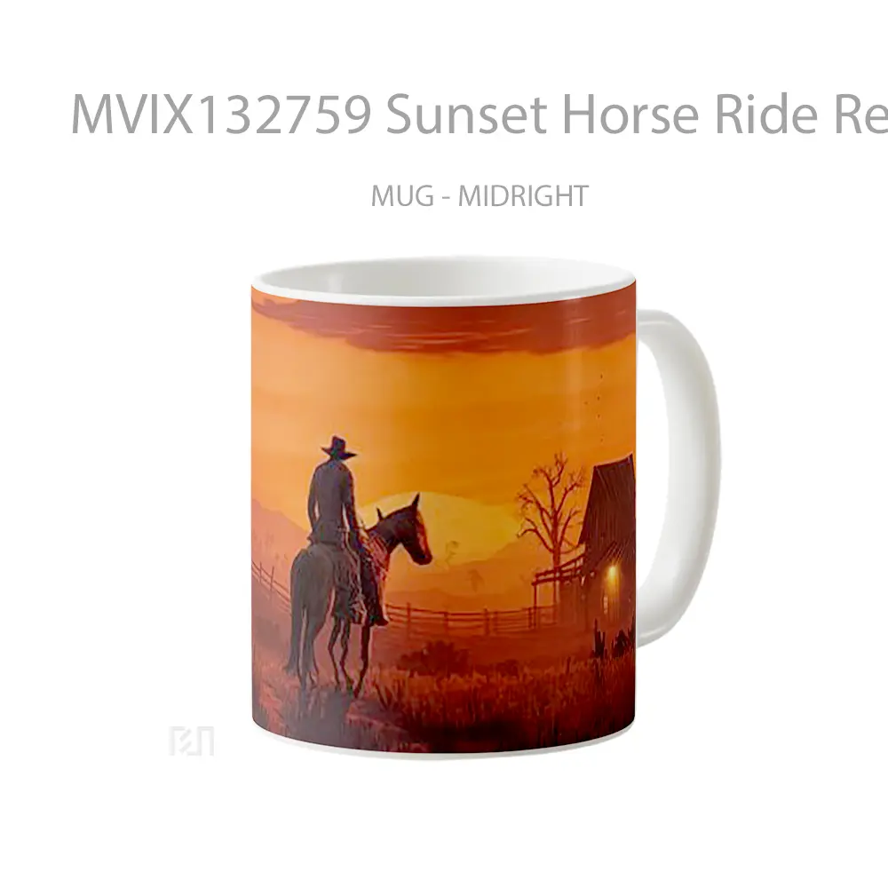 Mug Sunset Horse Ride Red Dead Redemption Gelas Hewan Lucu - All-side / Desain