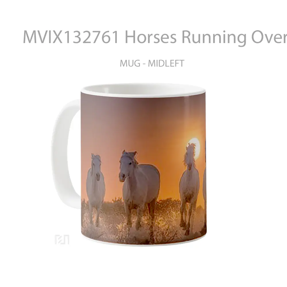 Mug Horses Running Over Water At Sunset Gelas Hewan Lucu - All-side / Desain