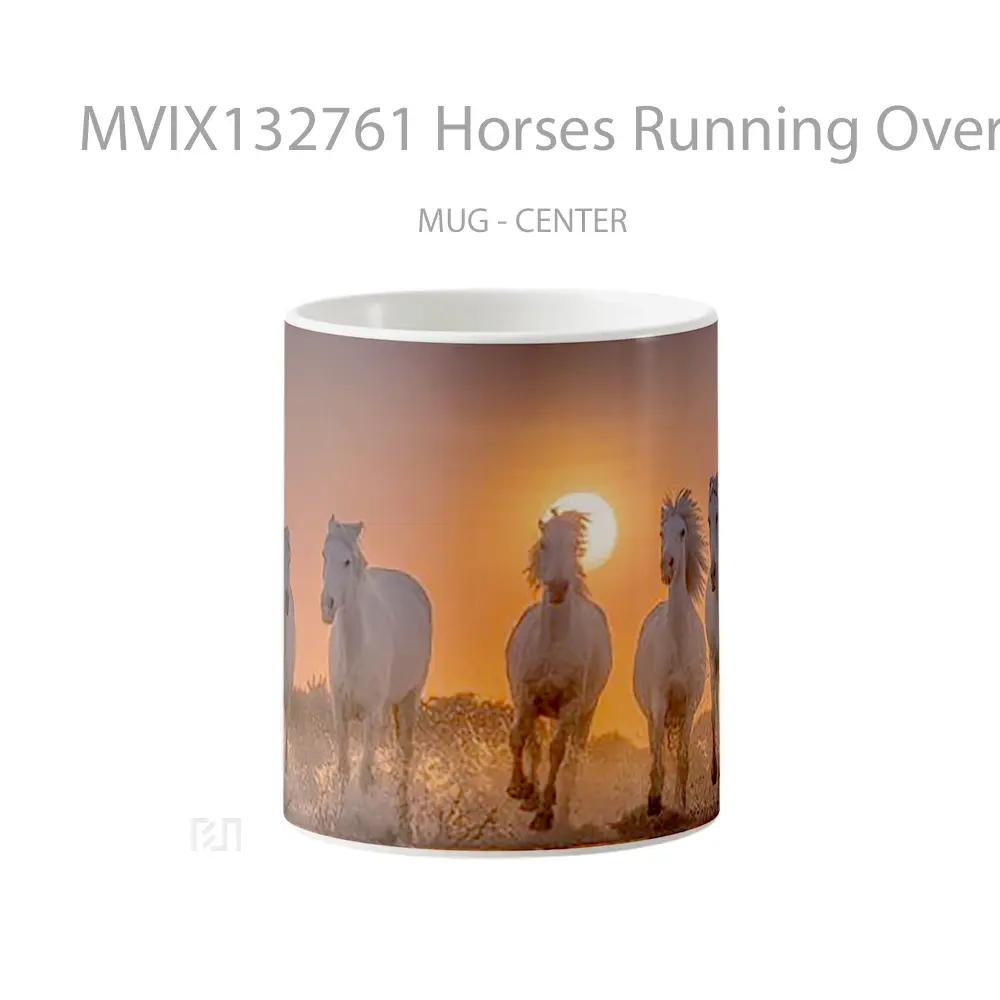 Mug Horses Running Over Water At Sunset Gelas Hewan Lucu