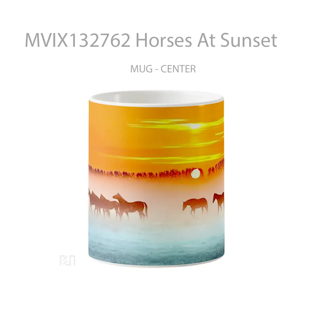 Mug Horses At Sunset Gelas Hewan Lucu