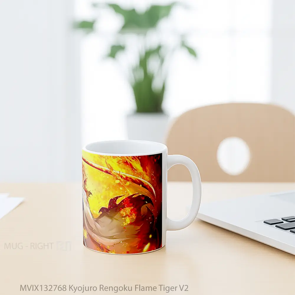 Mug Kyojuro Rengoku Flame Tiger V2 Gelas Hewan Lucu - All-side / Desain