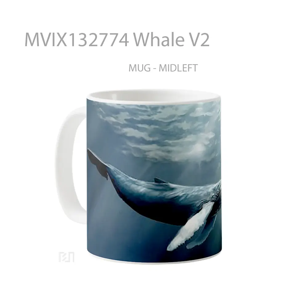 Mug Whale V2 Gelas Hewan Lucu - All-side / Desain