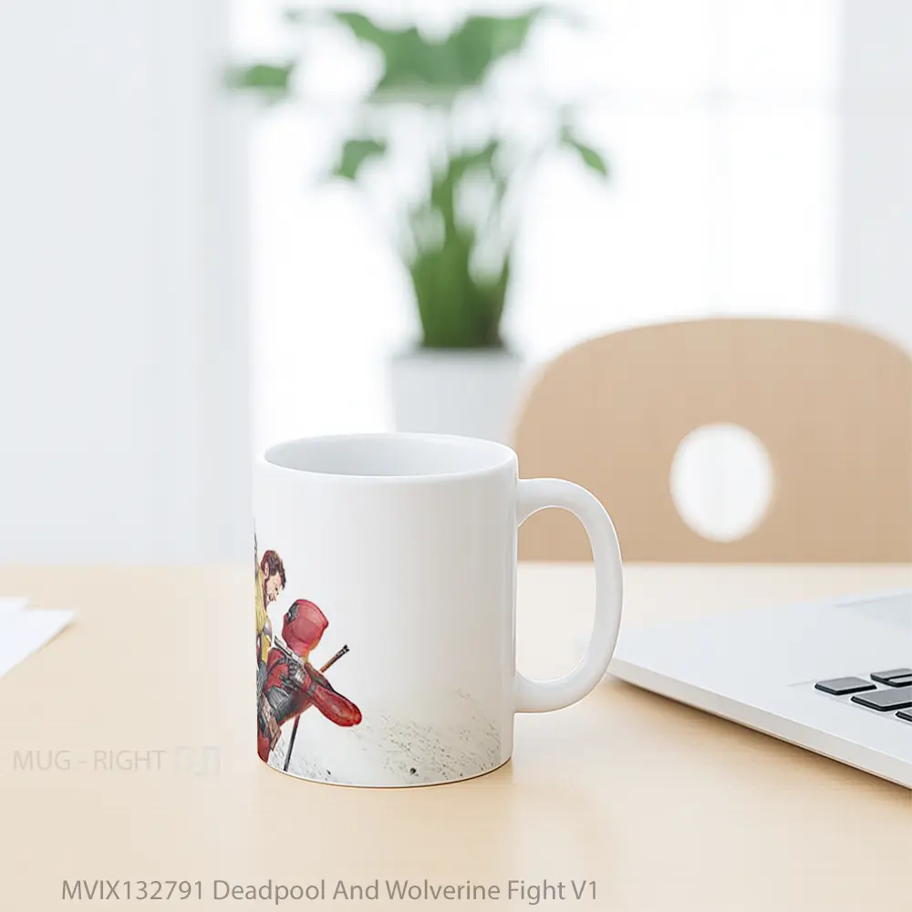 Mug Deadpool And Wolverine Fight V1 Gelas Superhero - All-side / Desain