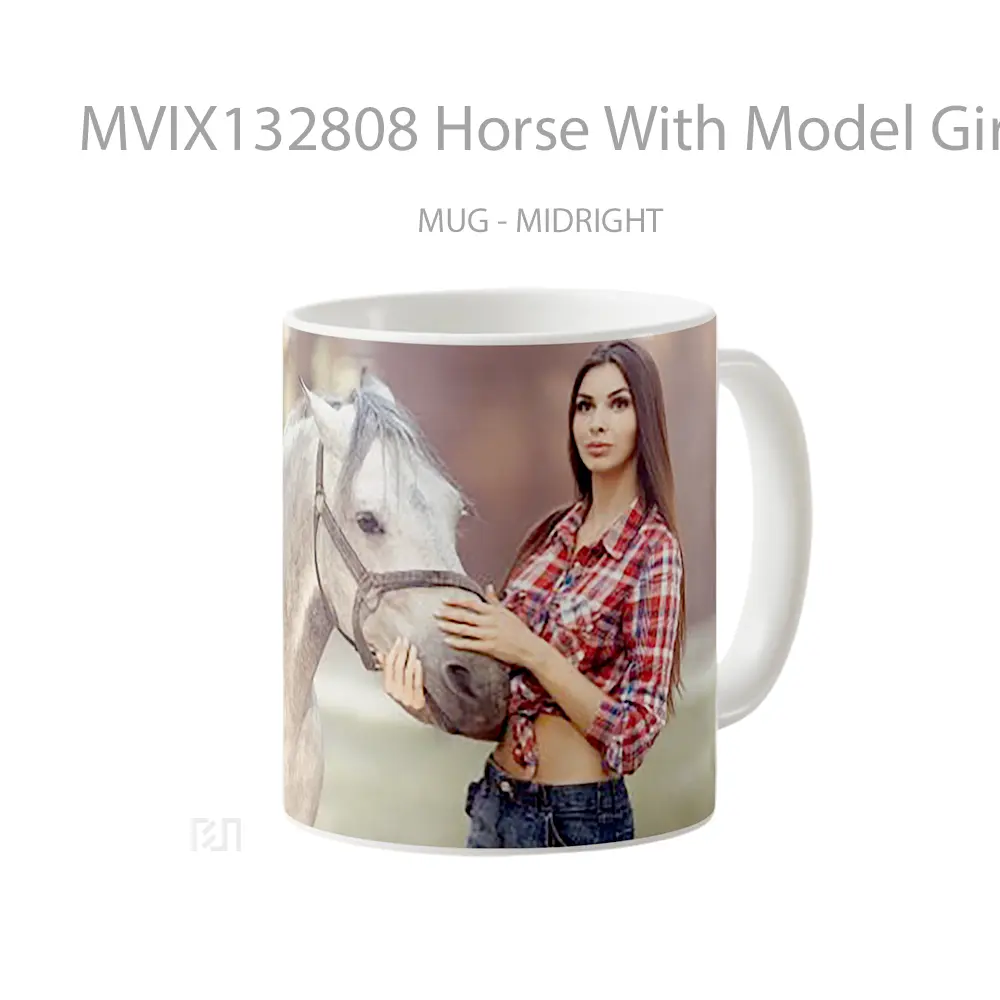 Mug Horse With Model Girl Gelas Hewan Lucu - All-side / Desain