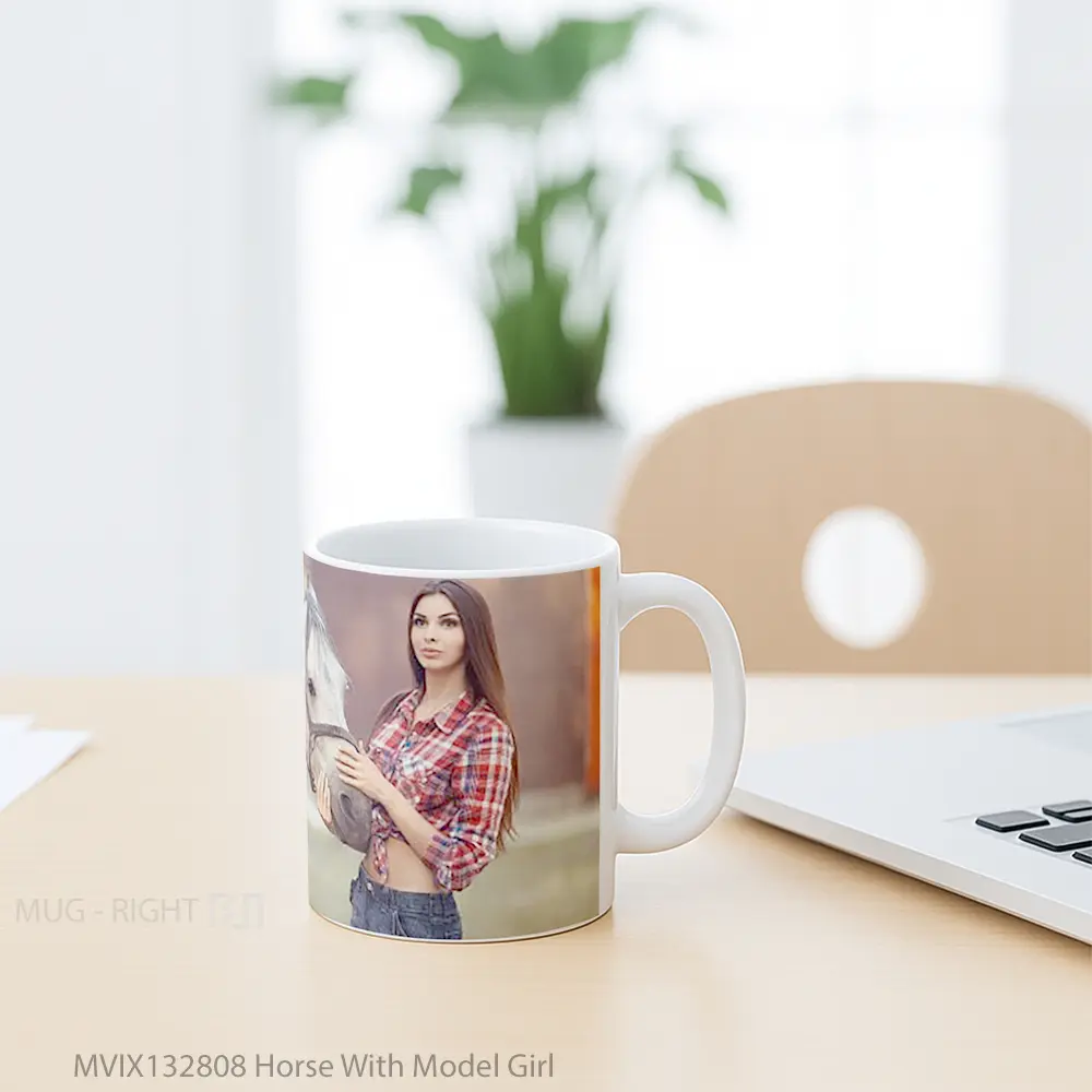 Mug Horse With Model Girl Gelas Hewan Lucu - All-side / Desain