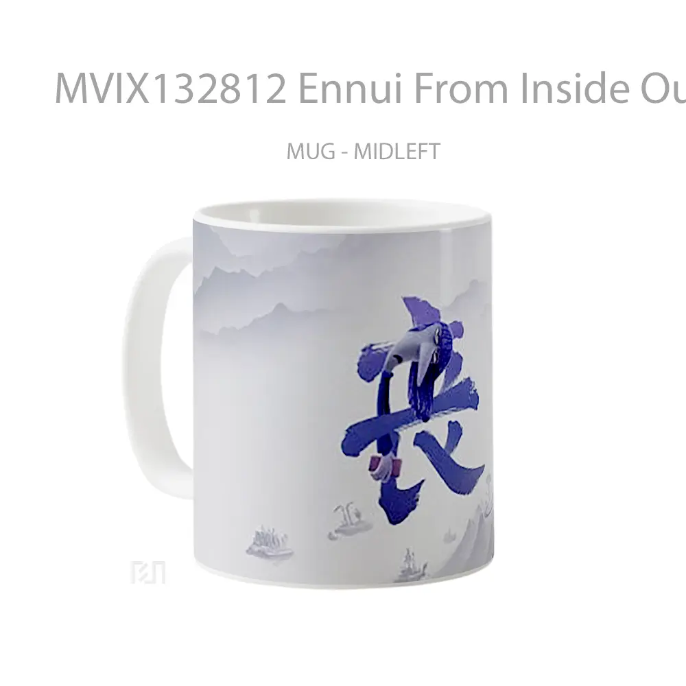 Mug Ennui From Inside Out 2 Chinese Poster Gelas Keramik Unik - All-side / Desain