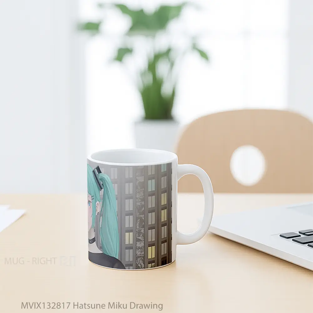 Mug Hatsune Miku Drawing Gelas Keramik Unik - All-side / Desain