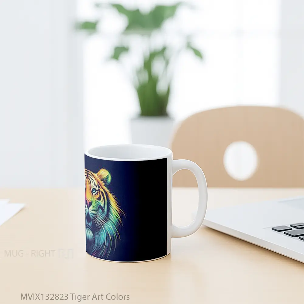 Mug Tiger Art Colors Gelas Hewan Lucu - All-side / Desain