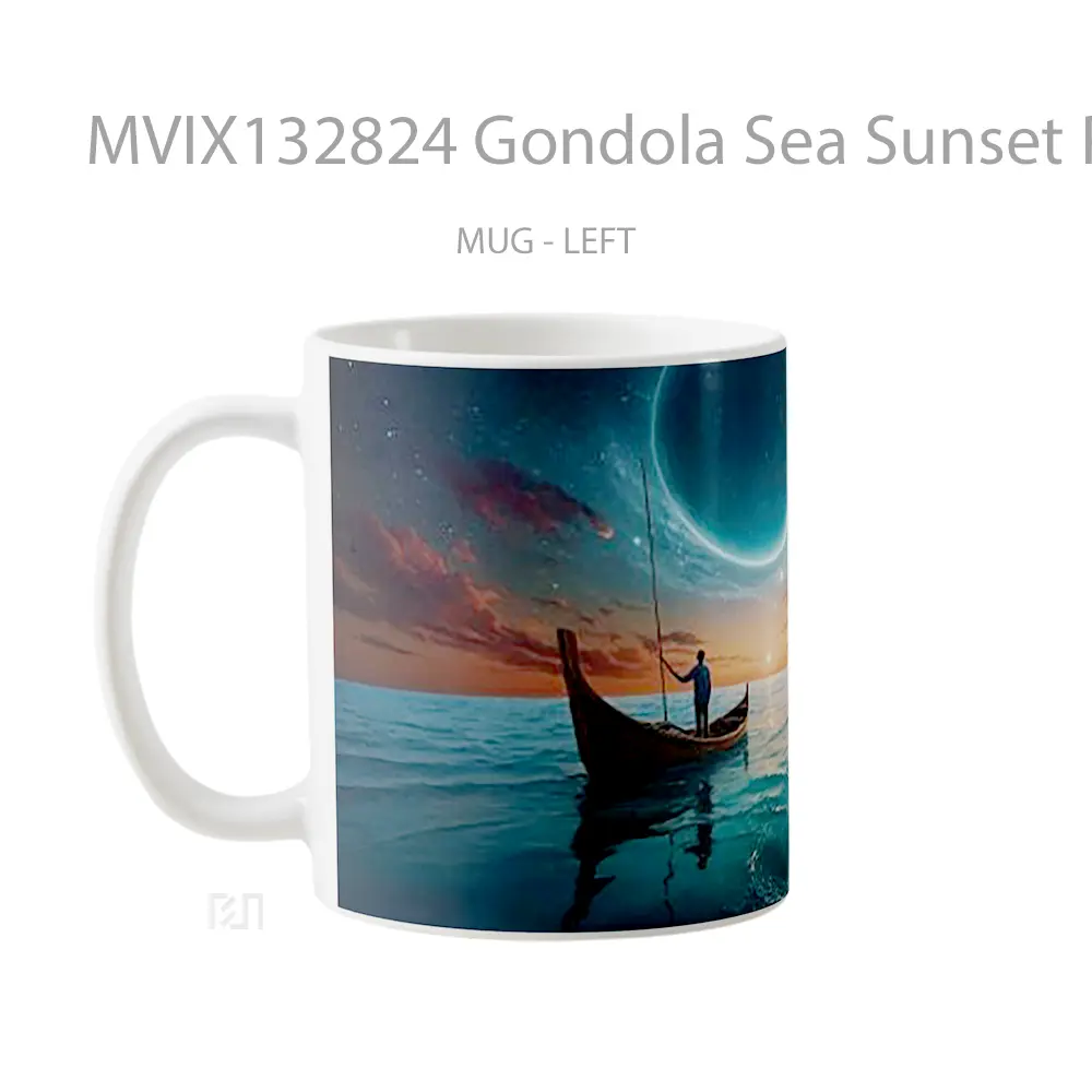 Mug Gondola Sea Sunset Planets In Universe Gelas Pemandangan Alam - All-side / Desain