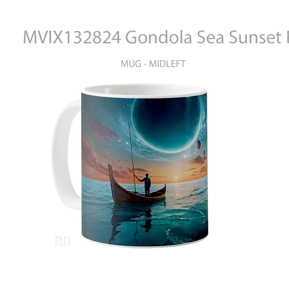 Mug Gondola Sea Sunset Planets In Universe Gelas Pemandangan Alam - All-side / Desain
