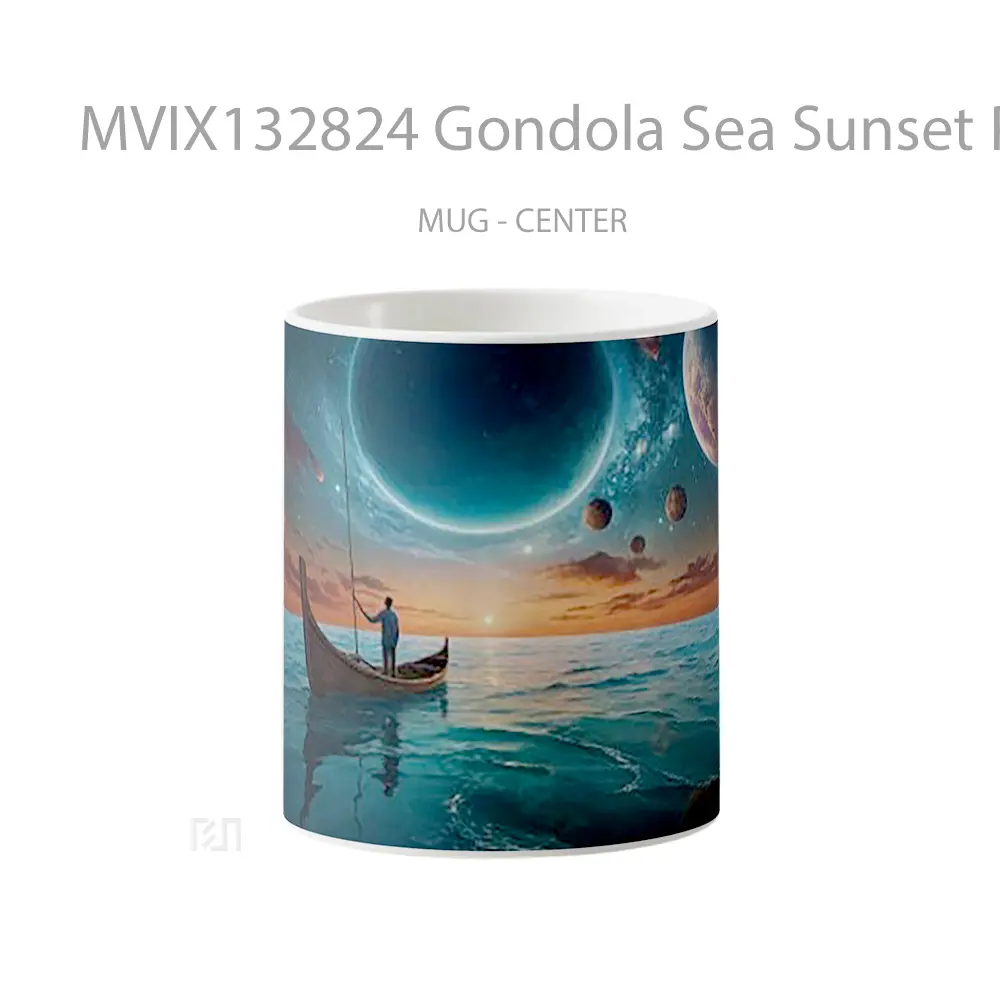 Mug Gondola Sea Sunset Planets In Universe Gelas Pemandangan Alam
