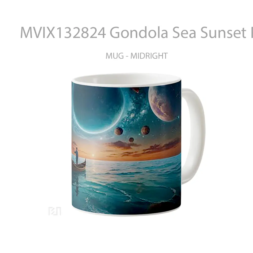 Mug Gondola Sea Sunset Planets In Universe Gelas Pemandangan Alam - All-side / Desain