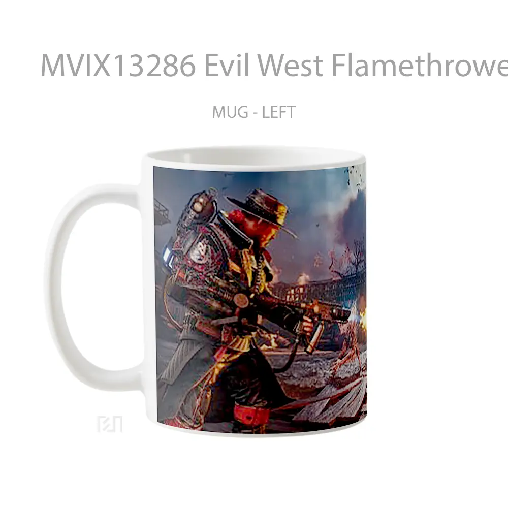 Mug Evil West Flamethrower Gelas Keramik Unik - All-side / Desain