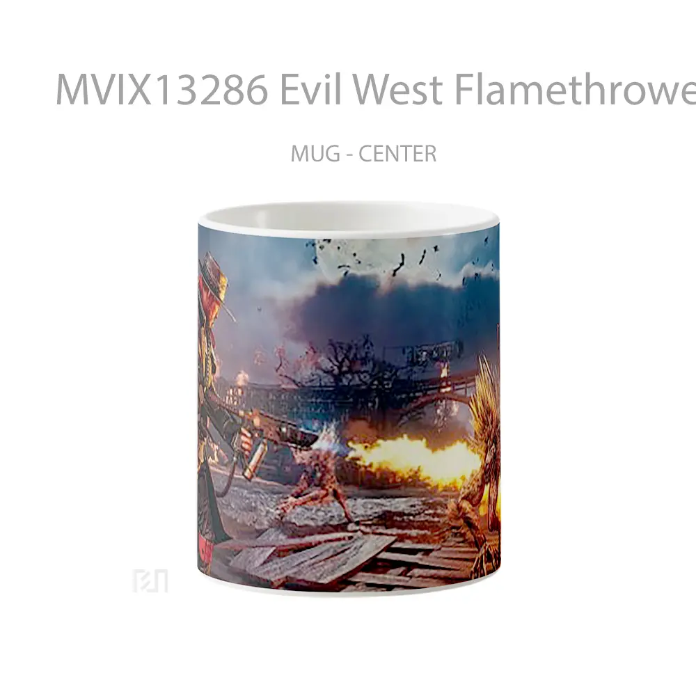 Mug Evil West Flamethrower Gelas Keramik Unik