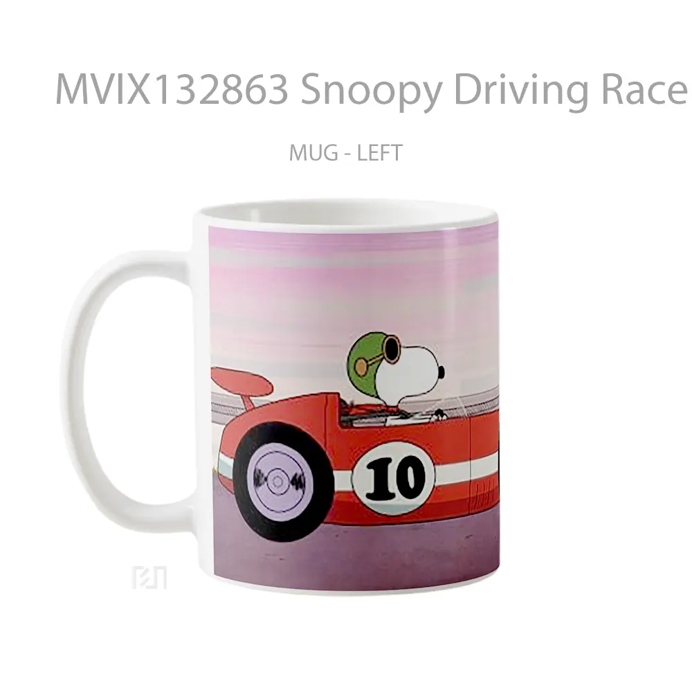 Mug Snoopy Driving Race Car Cangkir Mobil - All-side / Desain