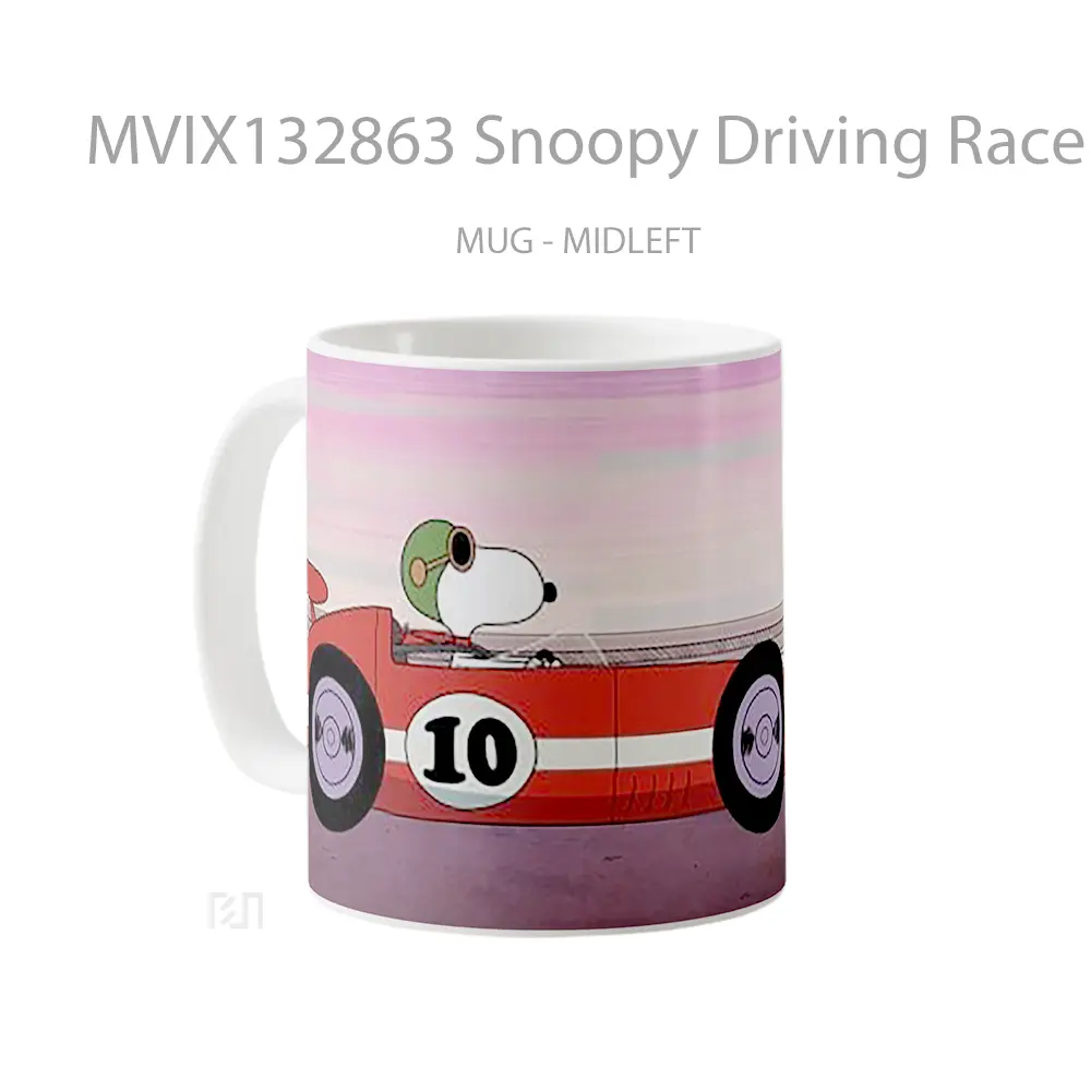 Mug Snoopy Driving Race Car Cangkir Mobil - All-side / Desain