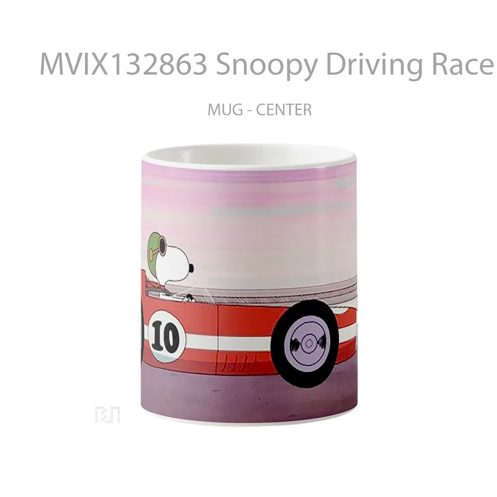 Mug Snoopy Driving Race Car Cangkir Mobil