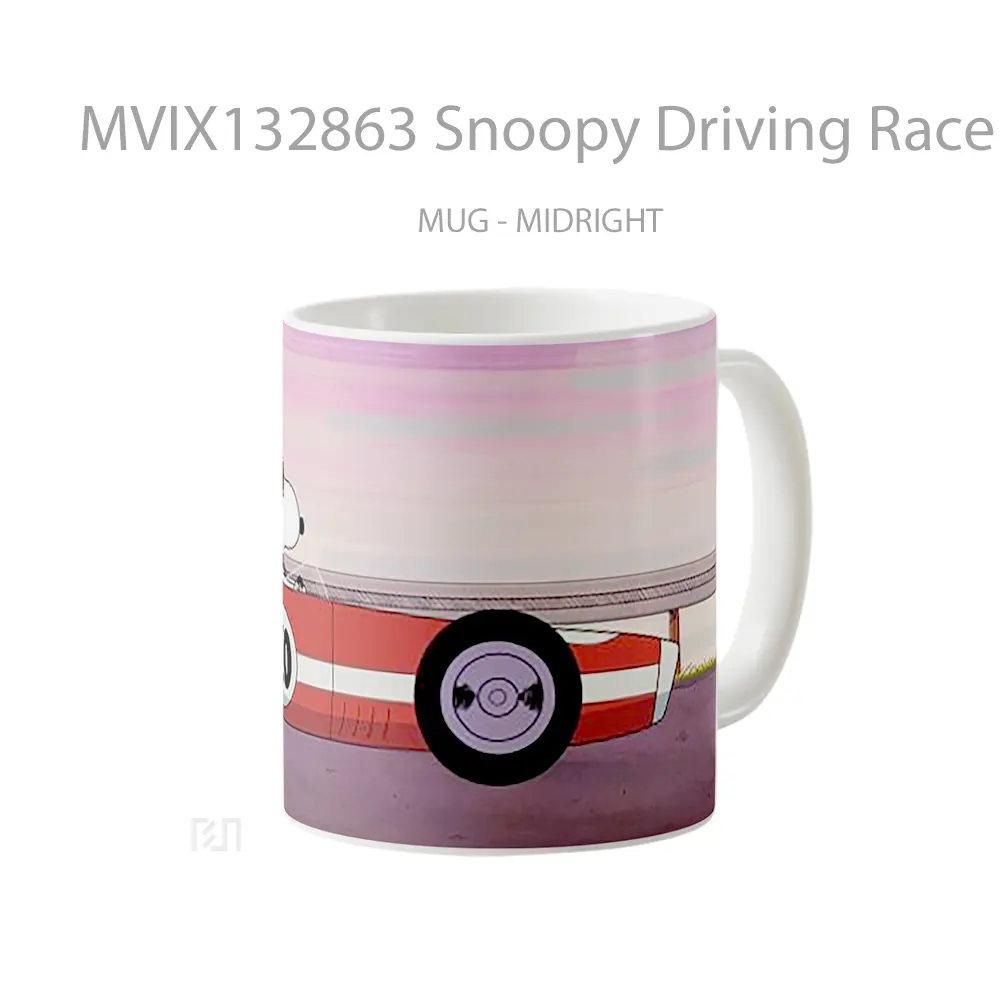 Mug Snoopy Driving Race Car Cangkir Mobil - All-side / Desain
