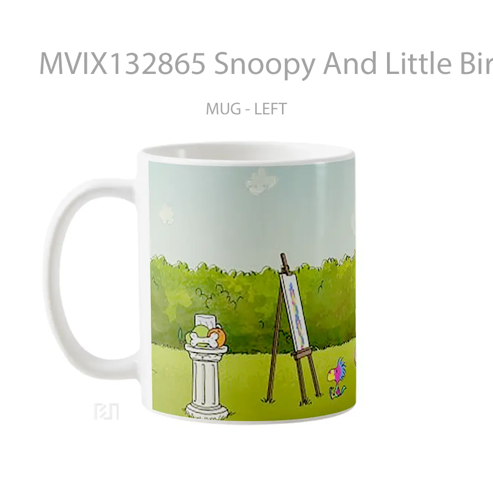 Mug Snoopy And Little Bird Woodstock Painting Art Gelas Hewan Lucu - All-side / Desain