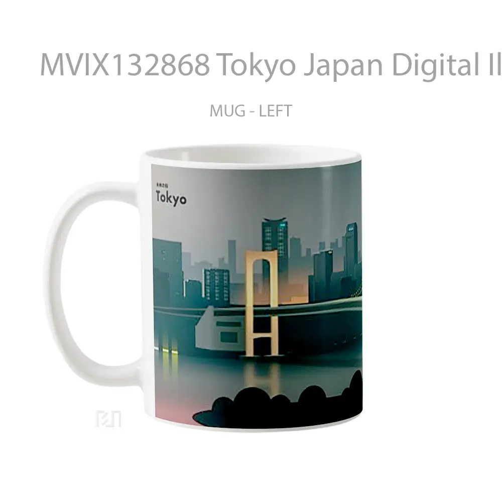Mug Tokyo Japan Digital Illustration Gelas Seni Modern - All-side / Desain