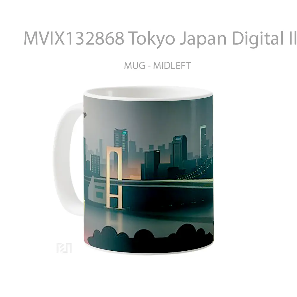 Mug Tokyo Japan Digital Illustration Gelas Seni Modern - All-side / Desain