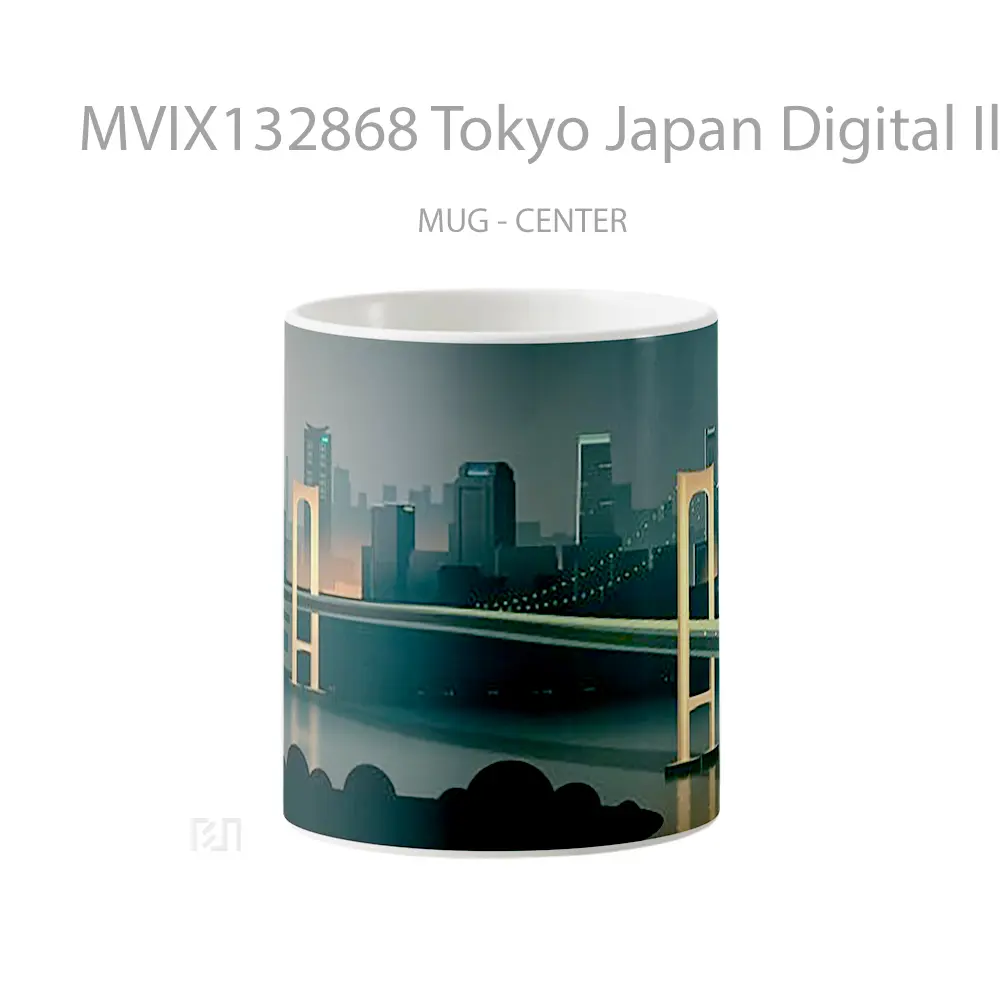Mug Tokyo Japan Digital Illustration Gelas Seni Modern