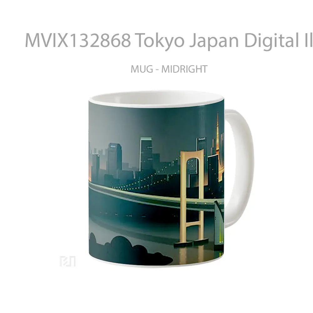 Mug Tokyo Japan Digital Illustration Gelas Seni Modern - All-side / Desain