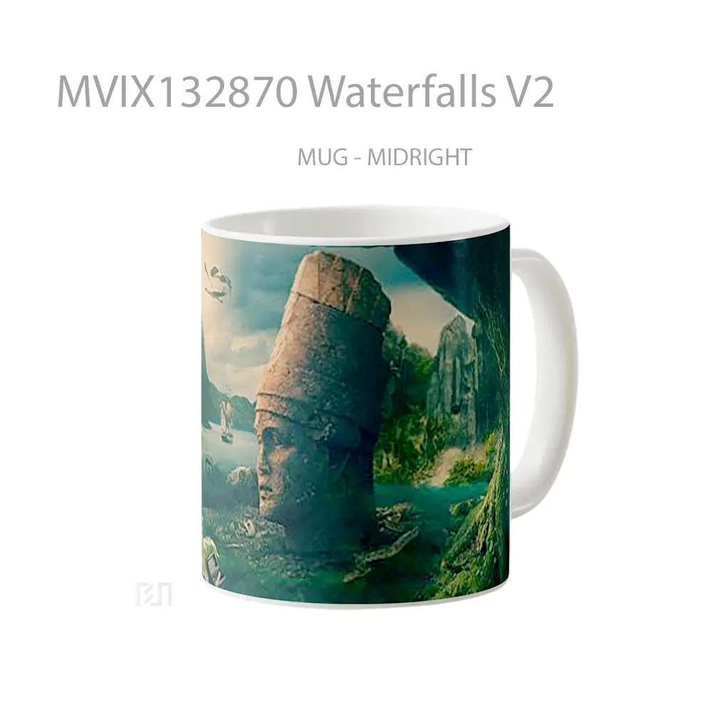 Mug Waterfalls V2 Gelas Pemandangan Alam - All-side / Desain