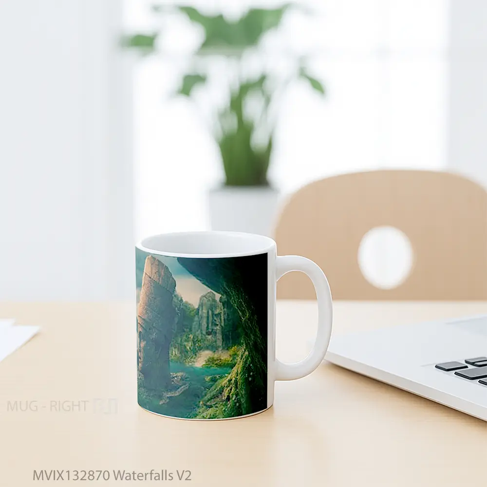 Mug Waterfalls V2 Gelas Pemandangan Alam - All-side / Desain
