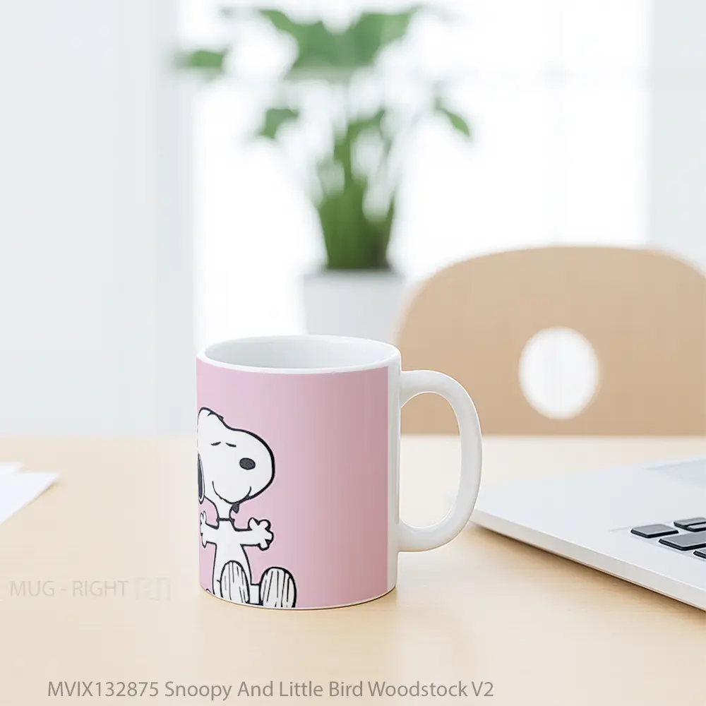 Mug Snoopy And Little Bird Woodstock V2 Gelas Hewan Lucu - All-side / Desain