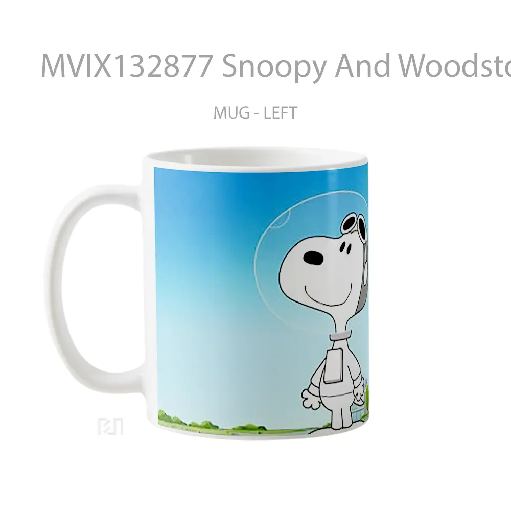 Mug Snoopy And Woodstock In A Spacesuit Gelas Keramik Unik - All-side / Desain