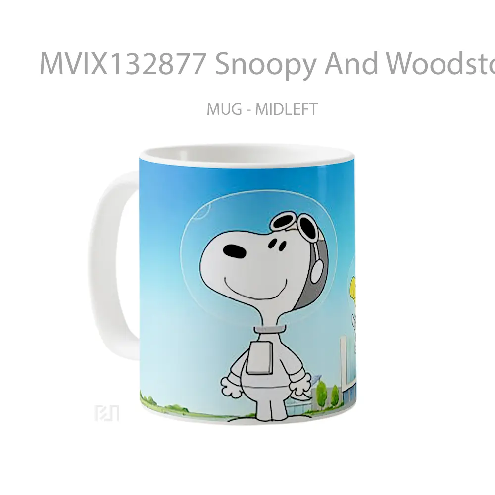 Mug Snoopy And Woodstock In A Spacesuit Gelas Keramik Unik - All-side / Desain