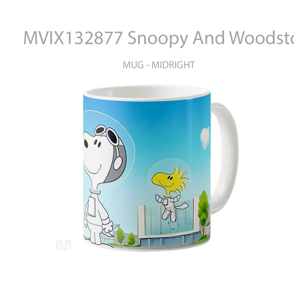 Mug Snoopy And Woodstock In A Spacesuit Gelas Keramik Unik - All-side / Desain